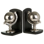 SILVER GLOBE BOOKENDS PAIR
