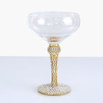 CHAMPAGNE SAUCER WITH GOLD DIAMANTE STEM & BALL