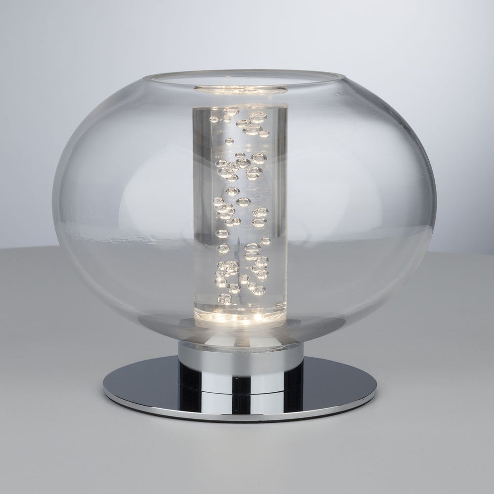 GLASS BOWL & POLISHED CHROME LED TABLE LAMP
