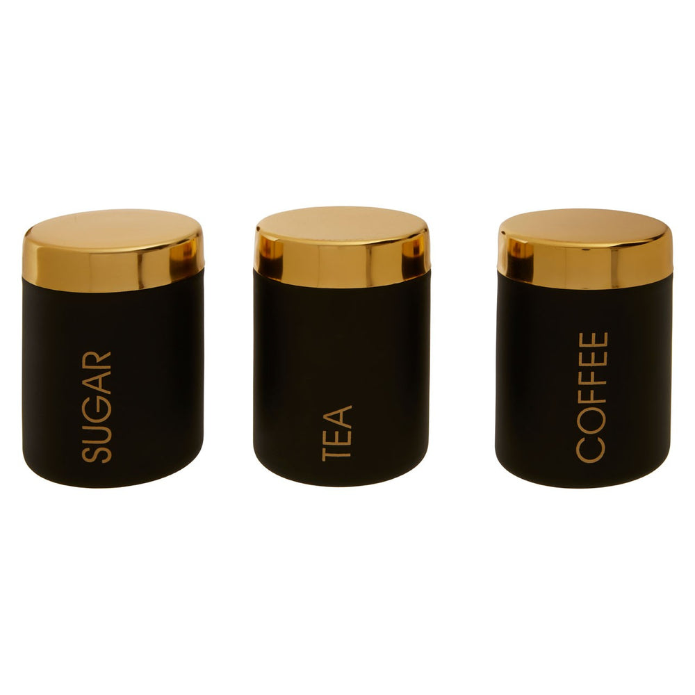 LIBERTY SET OF 3 BLACK & GOLD CANISTERS