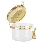 SMALL TRANSPARENT STORAGE JAR WITH GOLD AIRTIGHT LID