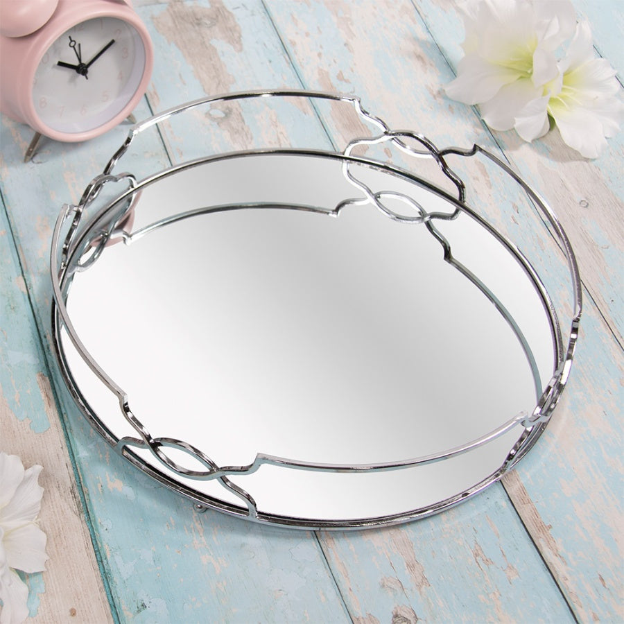 Round silver decorative sale tray