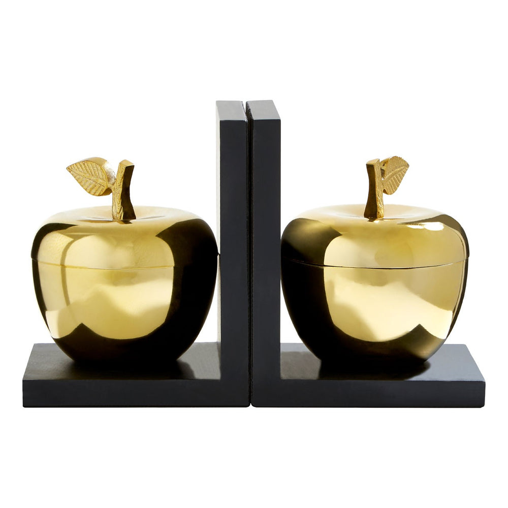 GOLD APPLE BOOKENDS PAIR