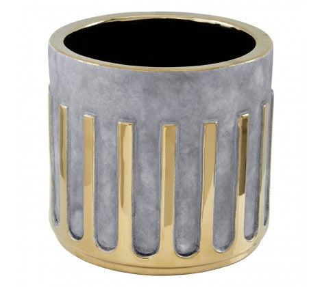GREY AND SILVER LARGE CERAMIC PLANTER