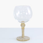 GOLD DIAMANTE ENCRUSTED CRYSTAL BALOON GIN GLASS