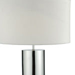 TWO TONE POLISHED AND BRUSHED CHROME TABLE LAMP WITH SHADE