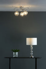 POLISHED CHROME AND CRYSTAL LAMP WITH SHADE