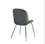 BEETLE STYLE DINING CHAIRS WITH GOLD LEGS x 2 - OLIVE GREEN