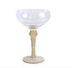 CHAMPAGNE SAUCER WITH GOLD DIAMANTE STEM & BALL