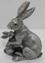 REFLECTIONS SILVER HARE AND BABY, 14CM