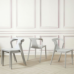 SET OF 4 PALE GREY DINING CHAIRS