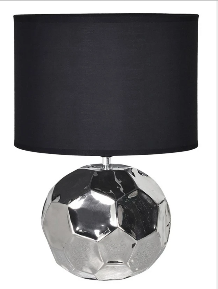 ROUND SILVER CERAMIC LAMP WITH SHADE
