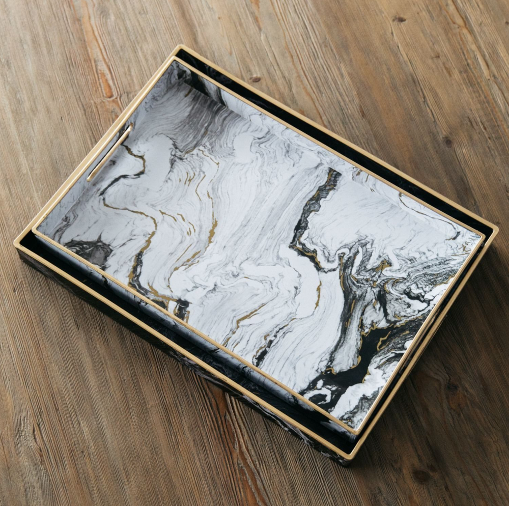 MARBLE EFFECT TRAY PAIR