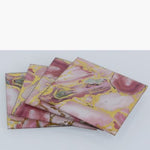 ROSE PINK & GOLD MARBLE COASTERS SET